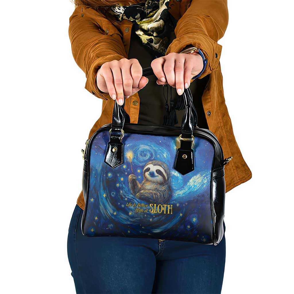 Sloth Life Is The Best Life Shoulder Handbag with Starry Night Sky