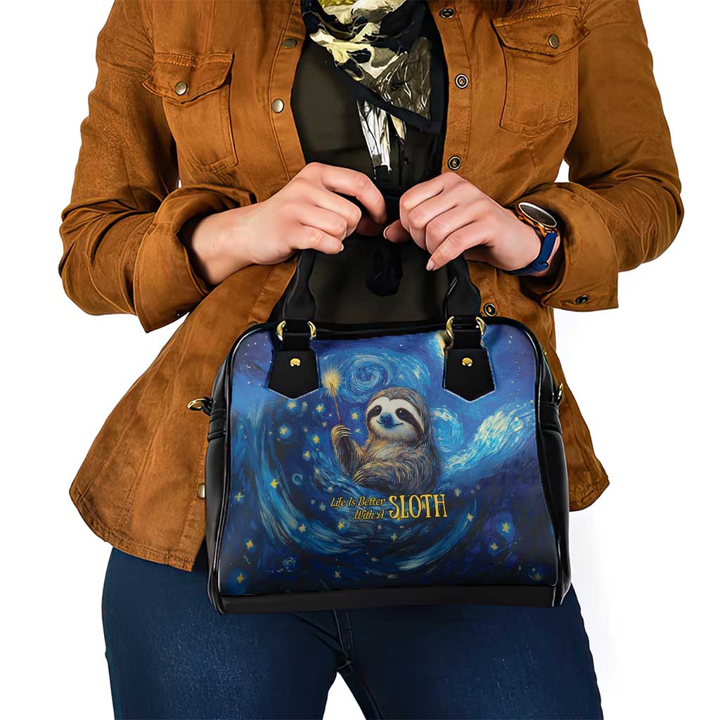 Sloth Life Is The Best Life Shoulder Handbag with Starry Night Sky
