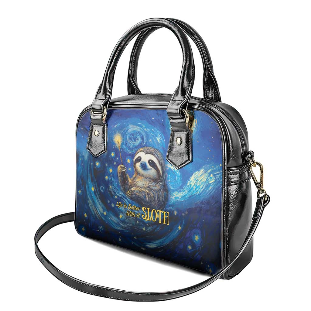 Sloth Life Is The Best Life Shoulder Handbag with Starry Night Sky