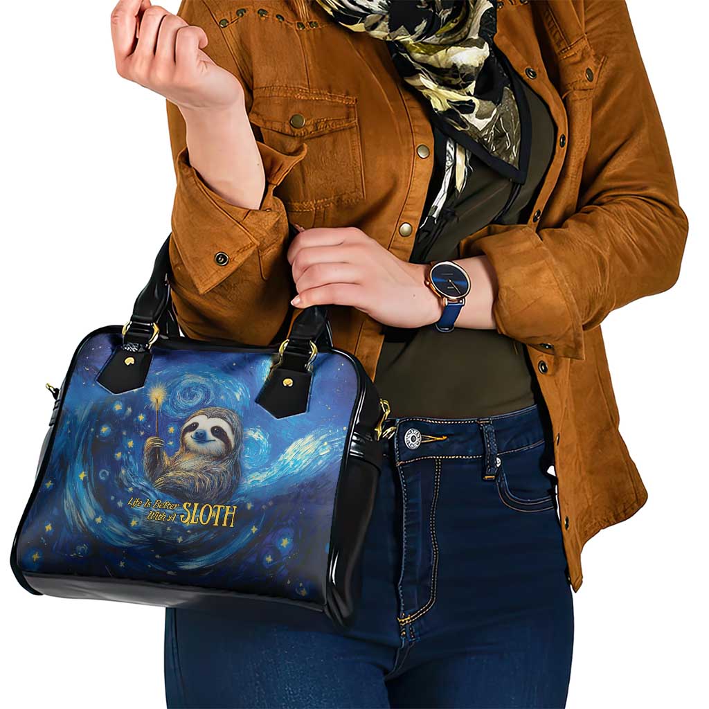 Sloth Life Is The Best Life Shoulder Handbag with Starry Night Sky