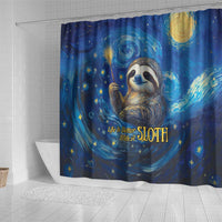 Sloth Life Is The Best Life Shower Curtain with Starry Night Sky