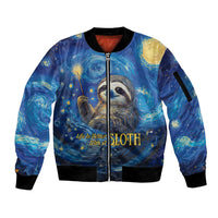 Sloth Life Is The Best Life Sleeve Zip Bomber Jacket with Starry Night Sky - Wonder Print Shop