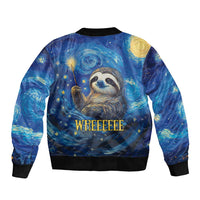 Sloth Life Is The Best Life Sleeve Zip Bomber Jacket with Starry Night Sky - Wonder Print Shop