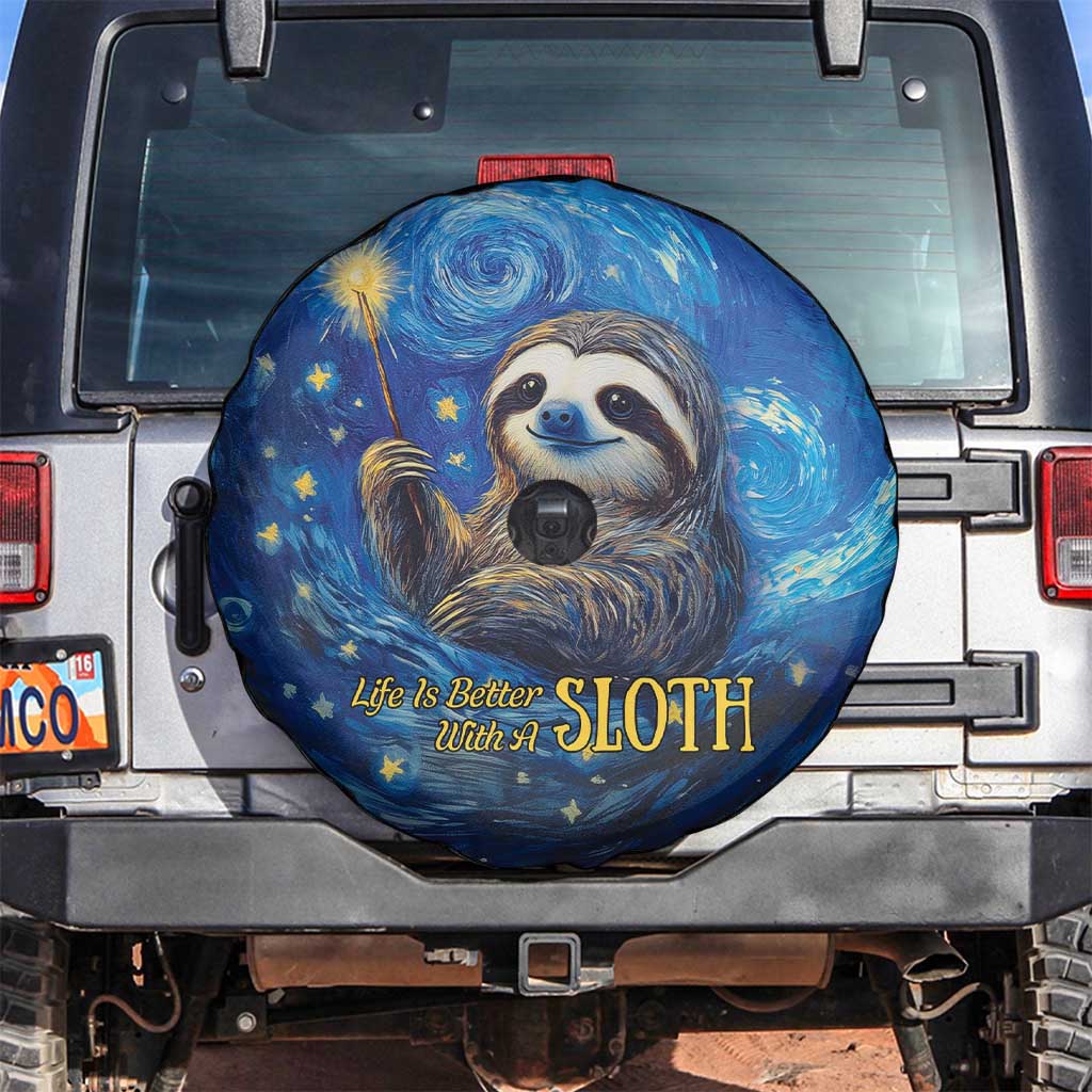 Sloth Life Is The Best Life Spare Tire Cover with Starry Night Sky - Wonder Print Shop