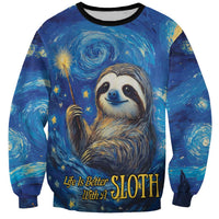 Sloth Life Is The Best Life Sweatshirt with Starry Night Sky - Wonder Print Shop