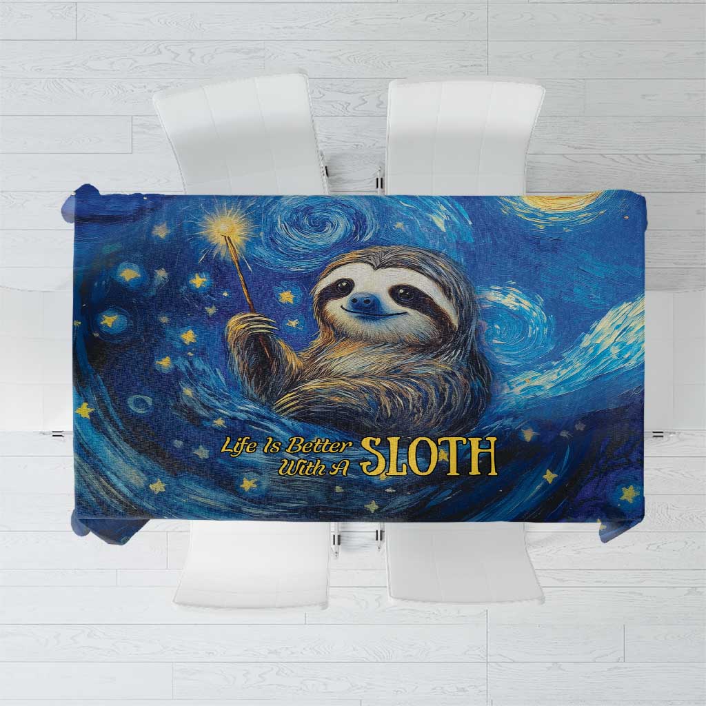 Sloth Life Is The Best Life Tablecloth with Starry Night Sky - Wonder Print Shop