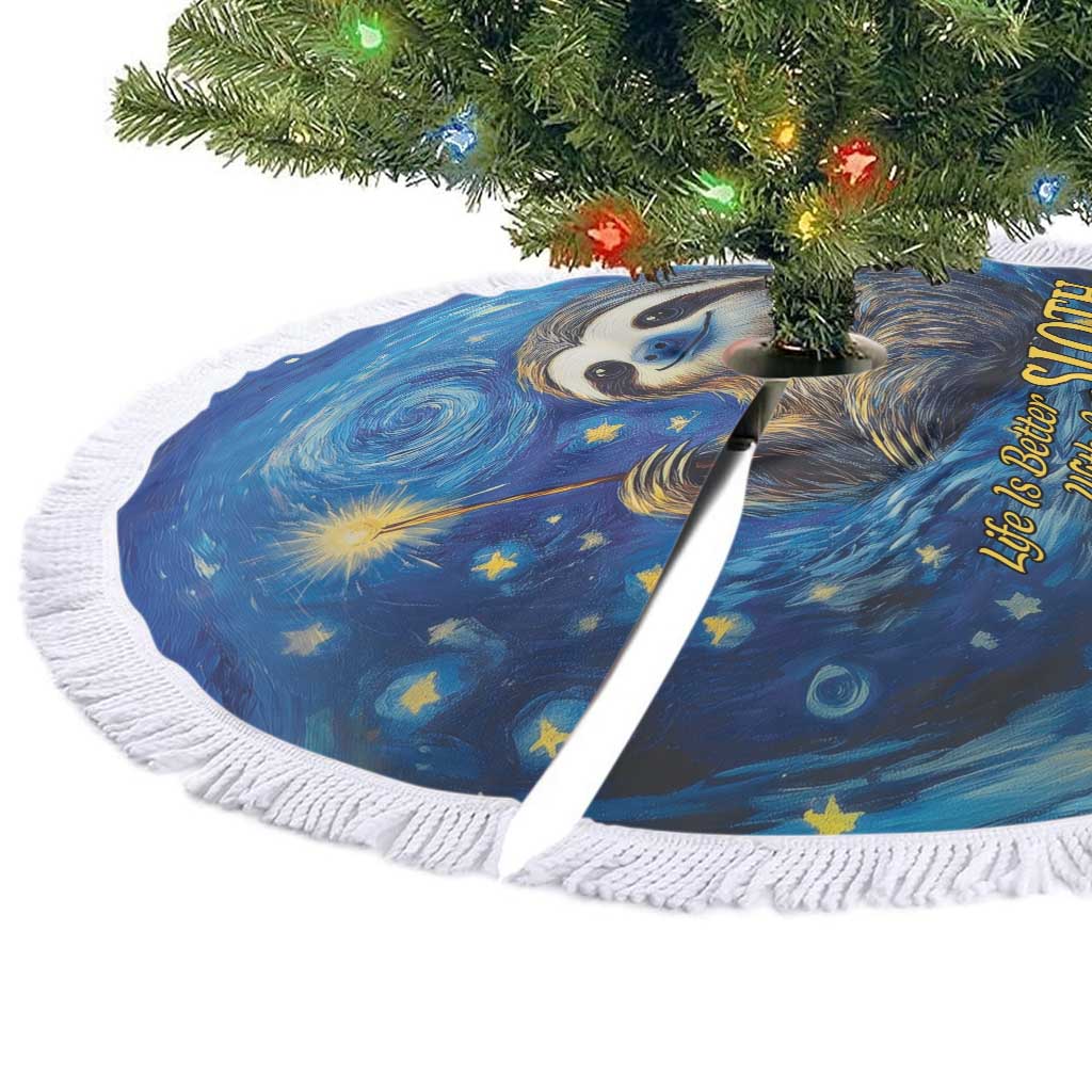 Sloth Life Is The Best Life Tree Skirt with Starry Night Sky - Wonder Print Shop