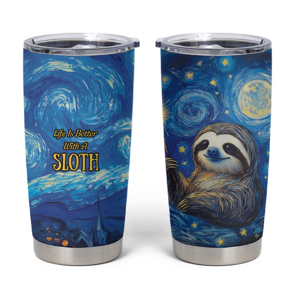 Sloth Life Is The Best Life Tumbler Cup with Starry Night Sky - Wonder Print Shop
