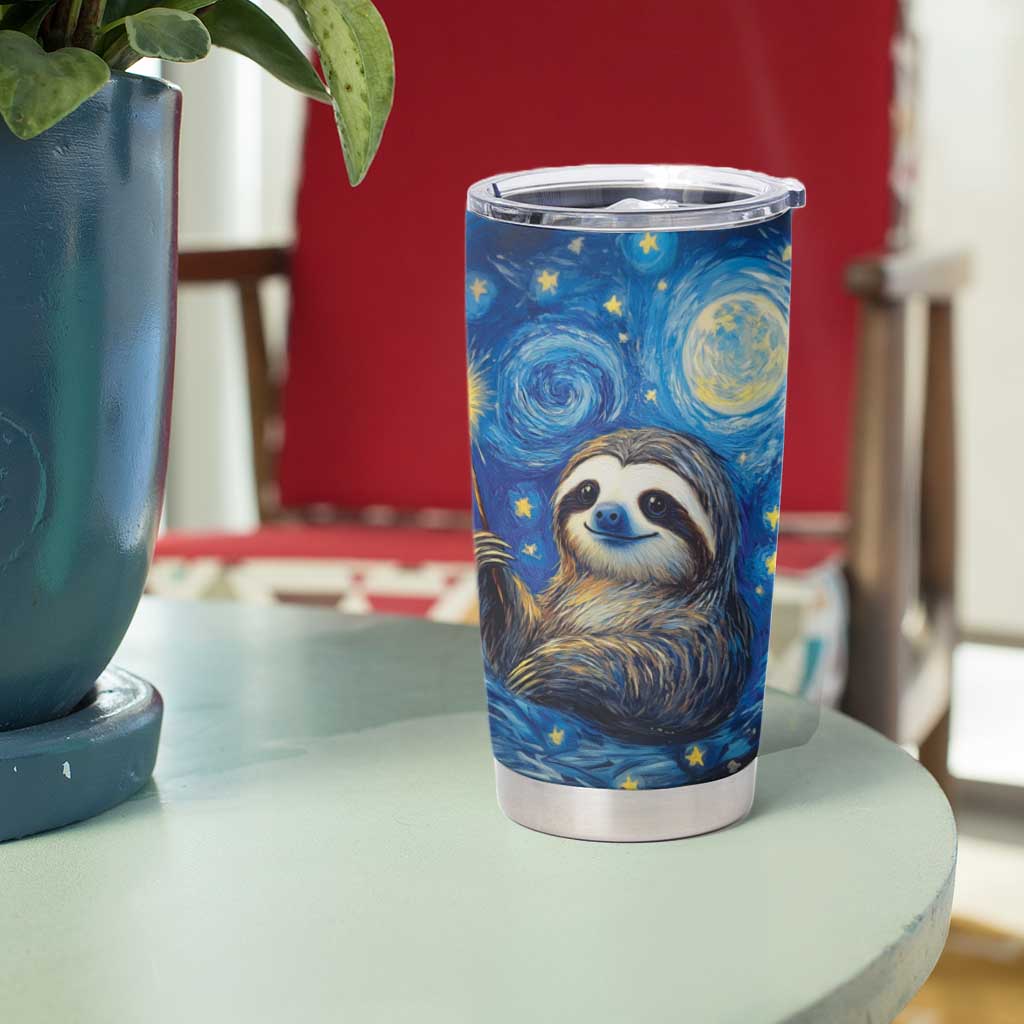Sloth Life Is The Best Life Tumbler Cup with Starry Night Sky - Wonder Print Shop