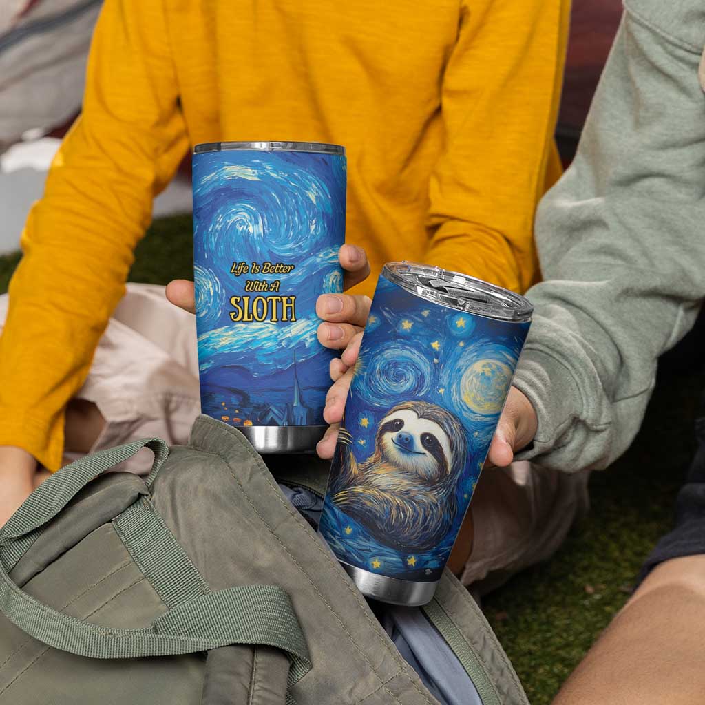 Sloth Life Is The Best Life Tumbler Cup with Starry Night Sky - Wonder Print Shop