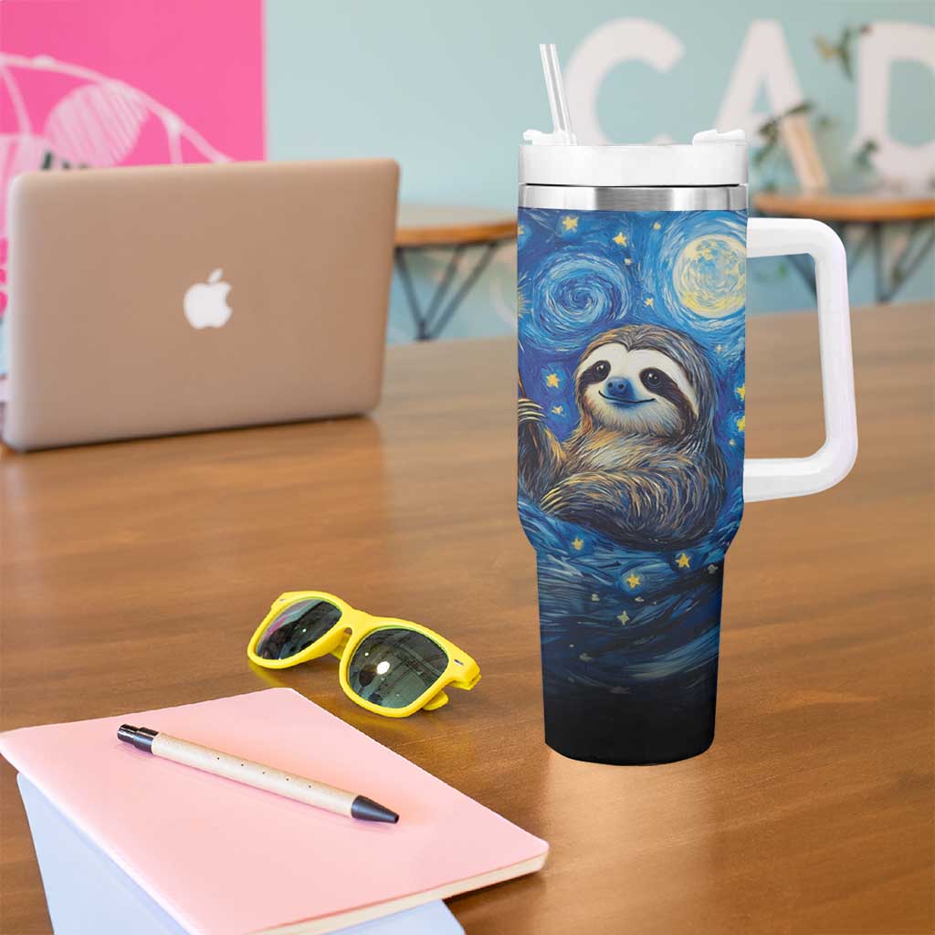 Sloth Life Is The Best Life Tumbler With Handle with Starry Night Sky - Wonder Print Shop