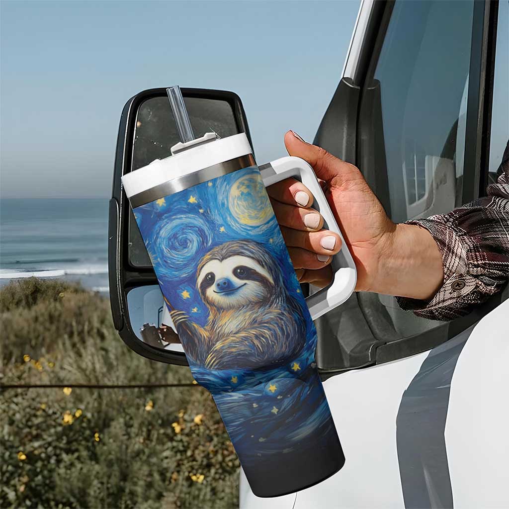 Sloth Life Is The Best Life Tumbler With Handle with Starry Night Sky - Wonder Print Shop