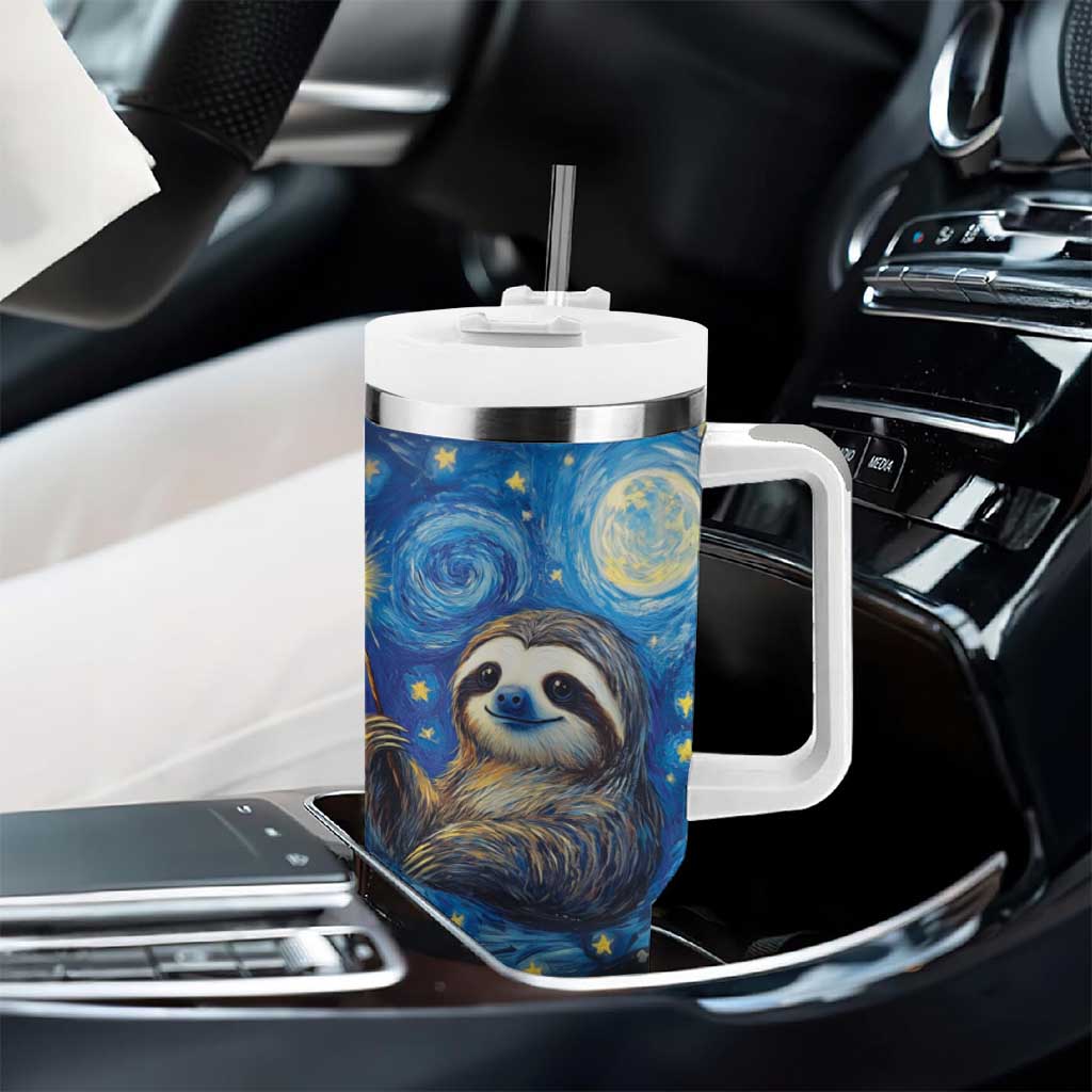Sloth Life Is The Best Life Tumbler With Handle with Starry Night Sky - Wonder Print Shop