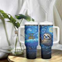 Sloth Life Is The Best Life Tumbler With Handle with Starry Night Sky - Wonder Print Shop