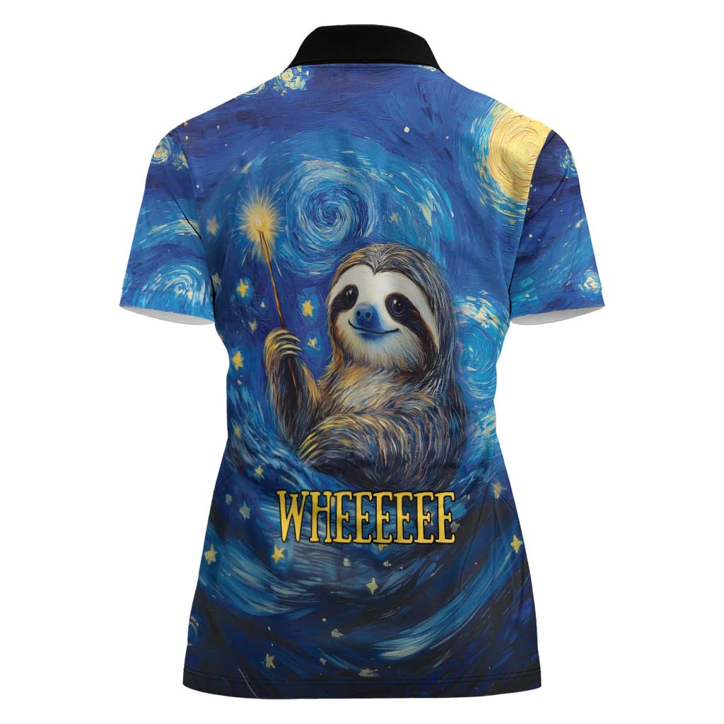 Sloth Life Is The Best Life Women Polo Shirt with Starry Night Sky - Wonder Print Shop