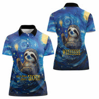 Sloth Life Is The Best Life Women Polo Shirt with Starry Night Sky - Wonder Print Shop