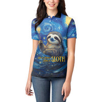 Sloth Life Is The Best Life Women Polo Shirt with Starry Night Sky - Wonder Print Shop