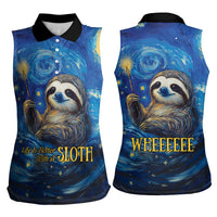 Sloth Life Is The Best Life Women Sleeveless Polo Shirt with Starry Night Sky - Wonder Print Shop