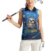 Sloth Life Is The Best Life Women Sleeveless Polo Shirt with Starry Night Sky - Wonder Print Shop