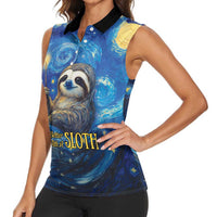 Sloth Life Is The Best Life Women Sleeveless Polo Shirt with Starry Night Sky - Wonder Print Shop