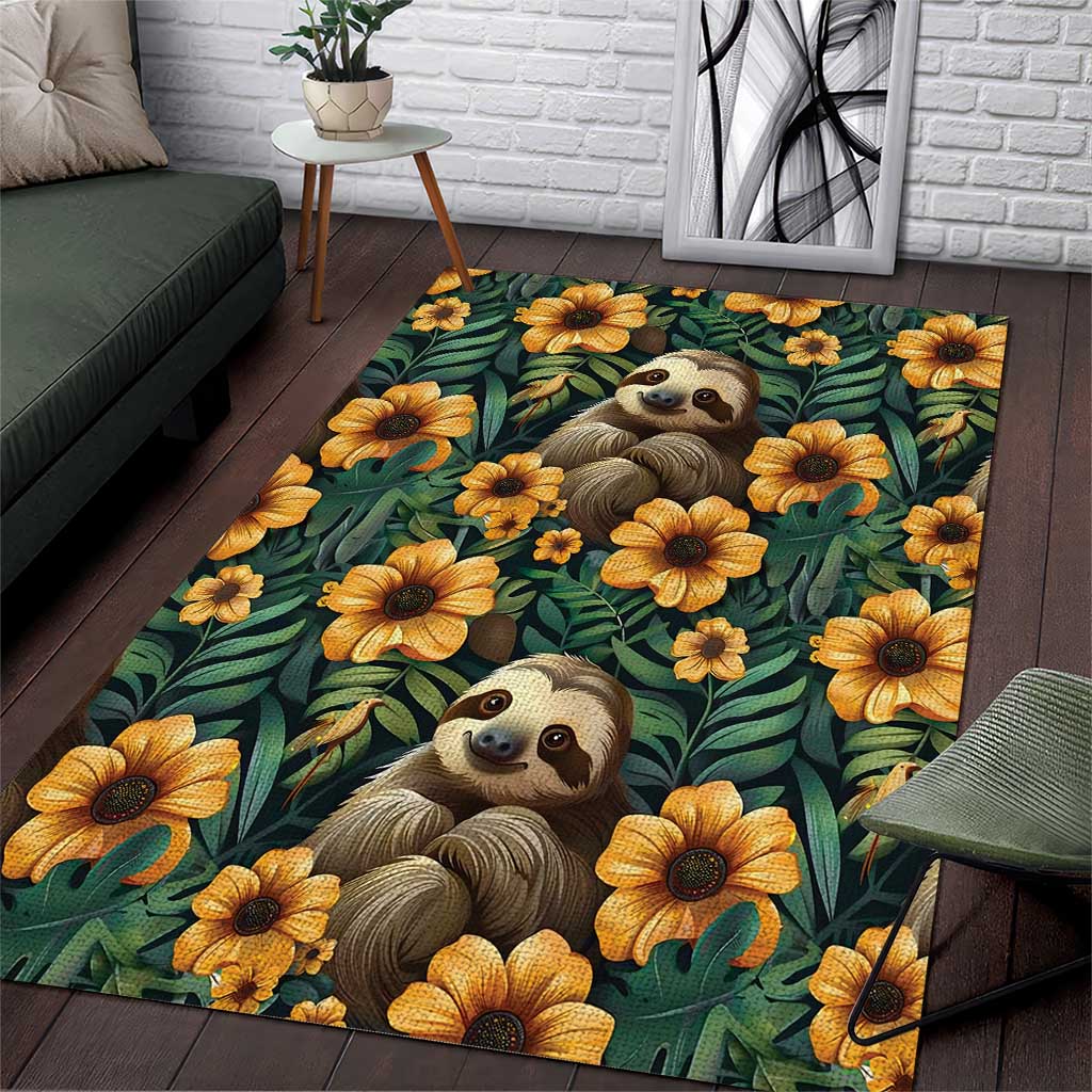 Sloth with Flowers Seamless Style Area Rug LT9 - Wonder Print Shop