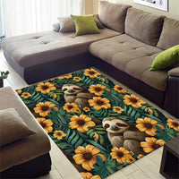 Sloth with Flowers Seamless Style Area Rug LT9 - Wonder Print Shop