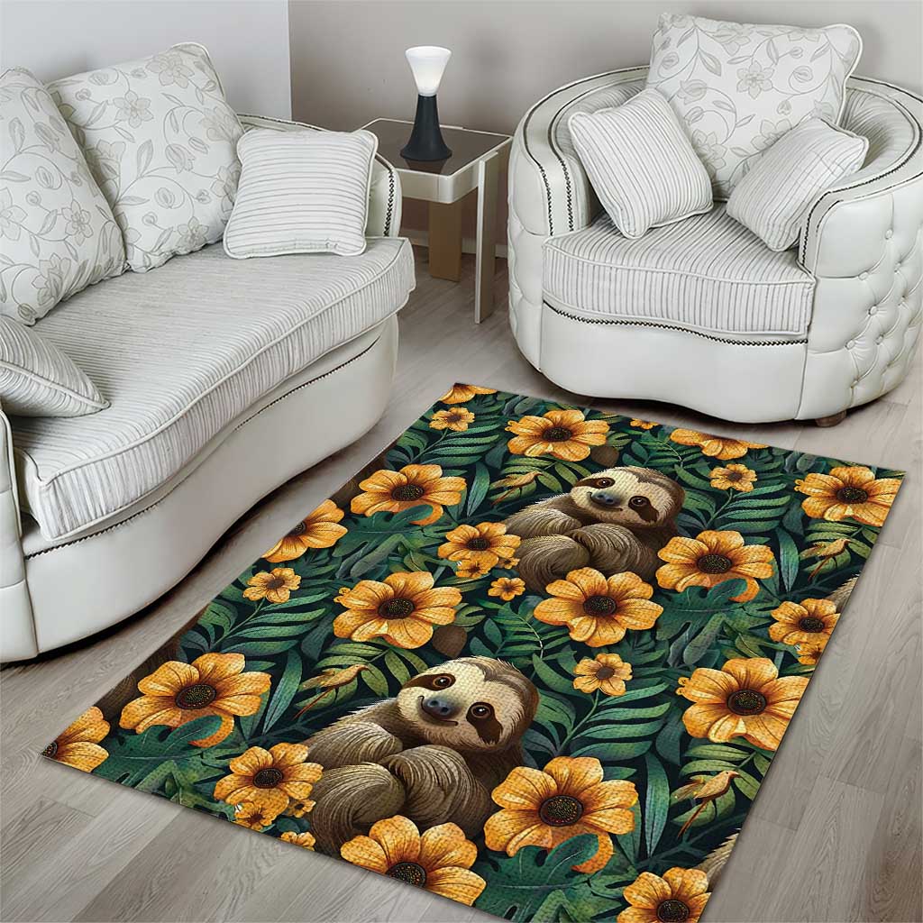 Sloth with Flowers Seamless Style Area Rug LT9 - Wonder Print Shop