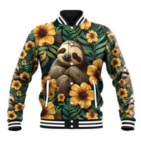 Sloth with Flowers Seamless Style Baseball Jacket LT9 - Wonder Print Shop