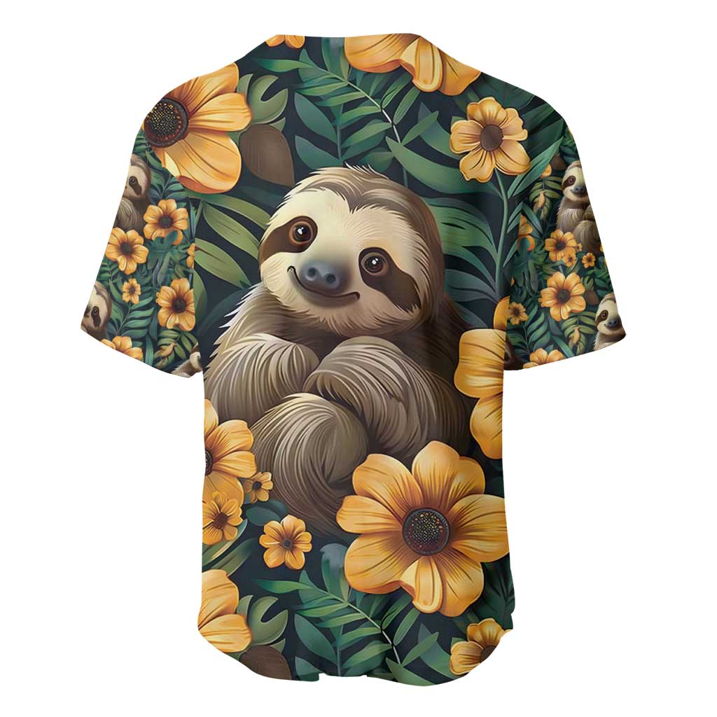 Sloth with Flowers Seamless Style Baseball Jersey LT9 - Wonder Print Shop