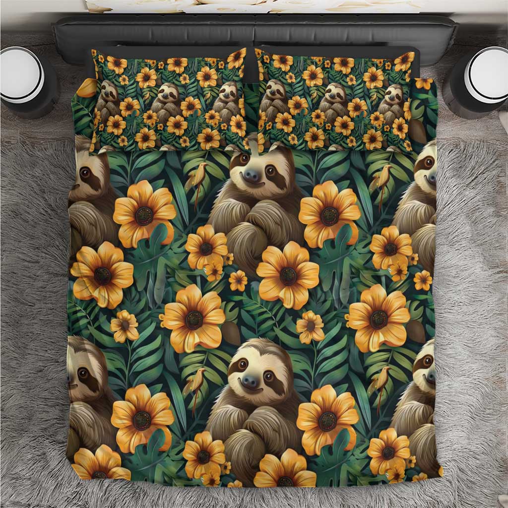 Sloth with Flowers Seamless Style Bedding Set LT9 - Wonder Print Shop