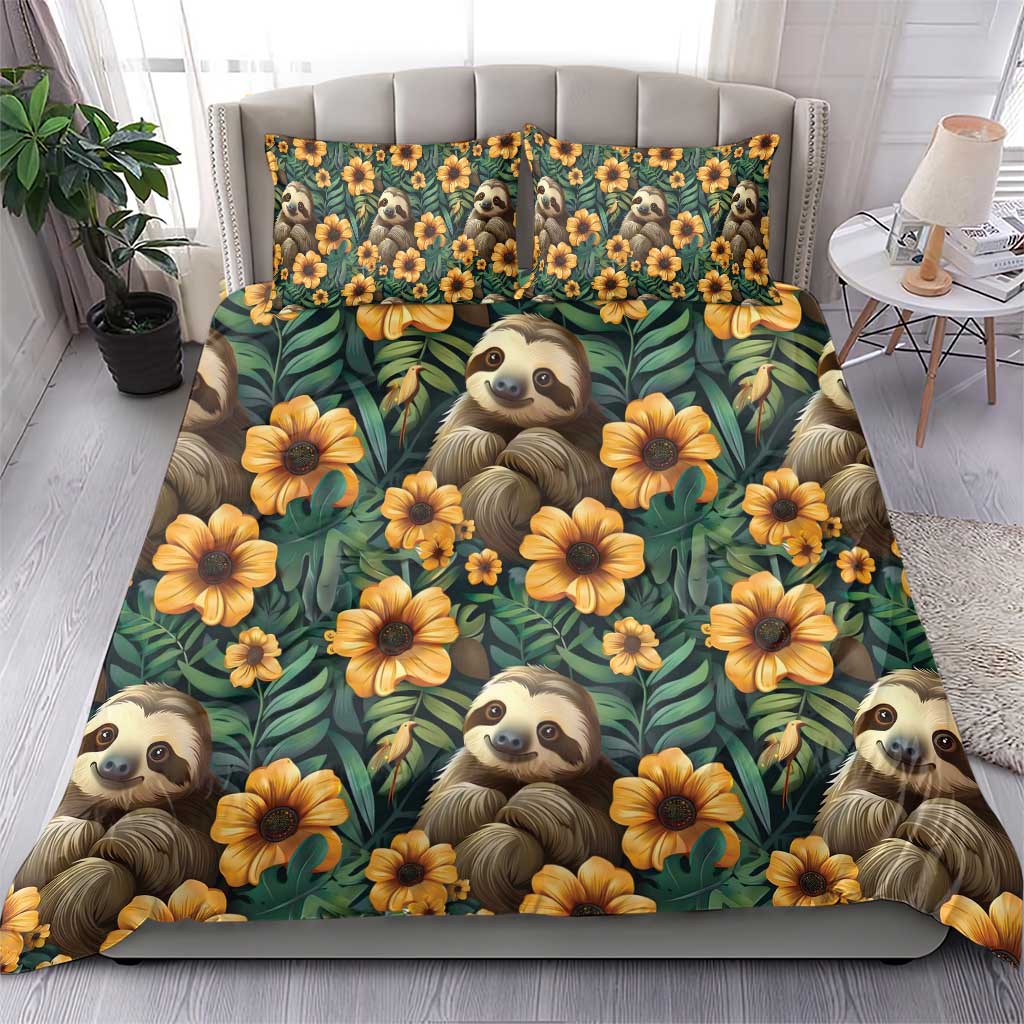 Sloth with Flowers Seamless Style Bedding Set LT9 - Wonder Print Shop