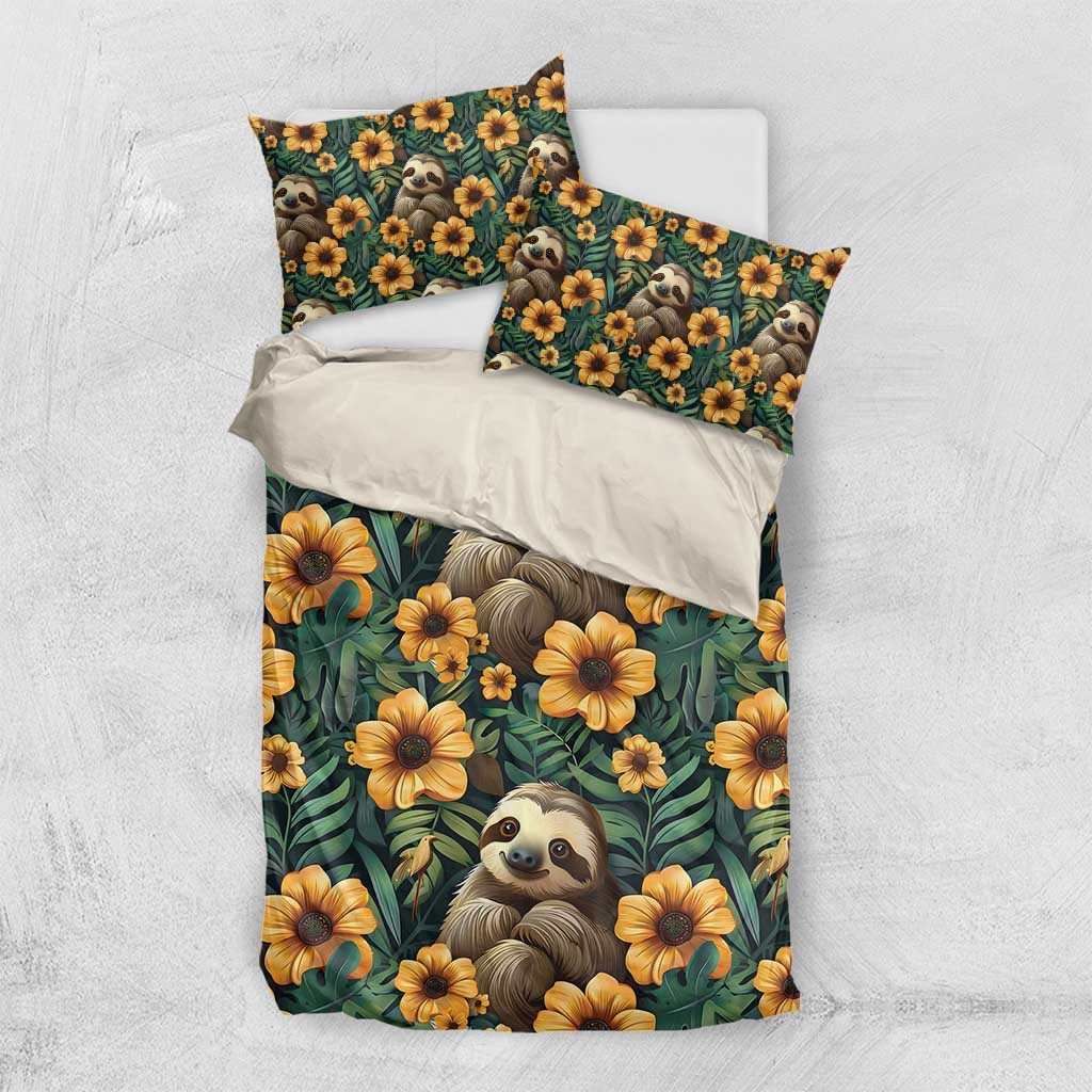 Sloth with Flowers Seamless Style Bedding Set LT9 - Wonder Print Shop