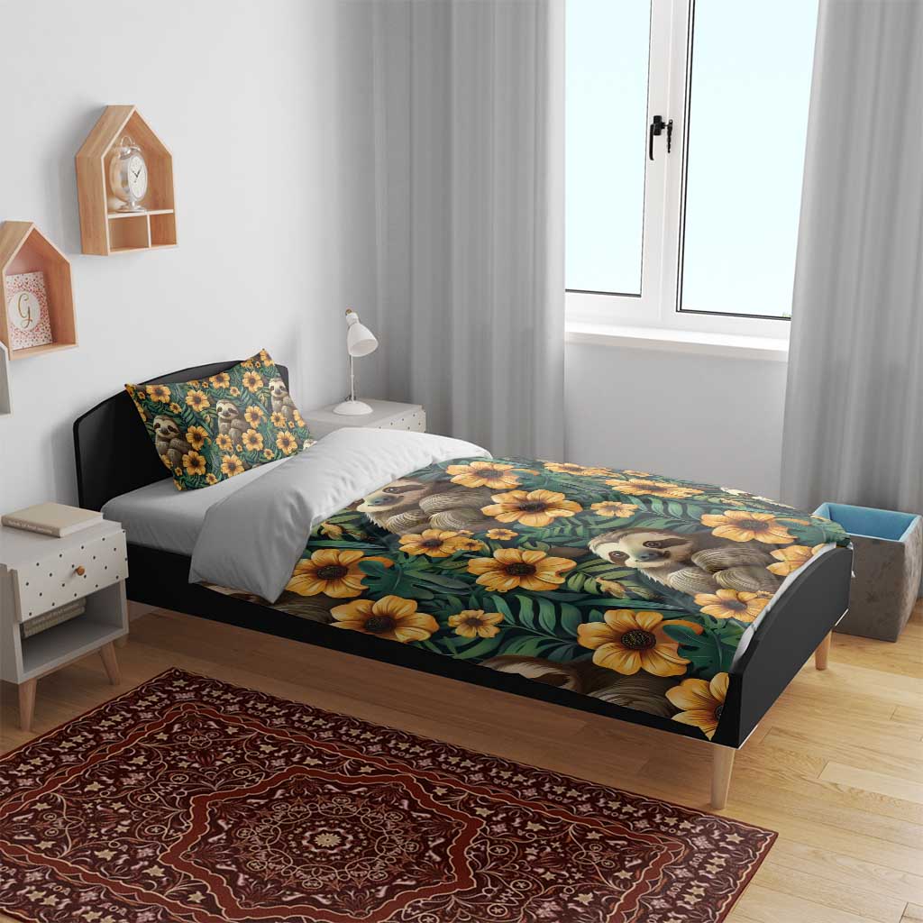 Sloth with Flowers Seamless Style Bedding Set LT9 - Wonder Print Shop