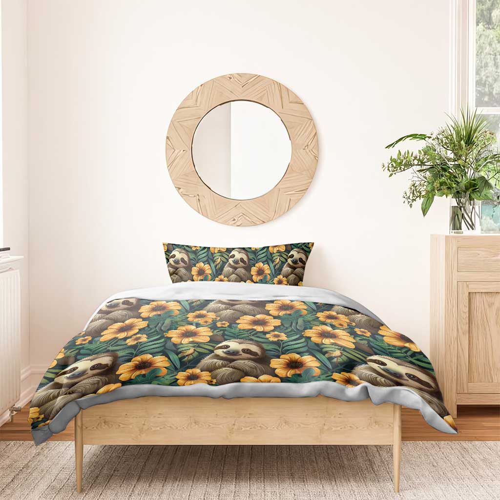 Sloth with Flowers Seamless Style Bedding Set LT9 - Wonder Print Shop