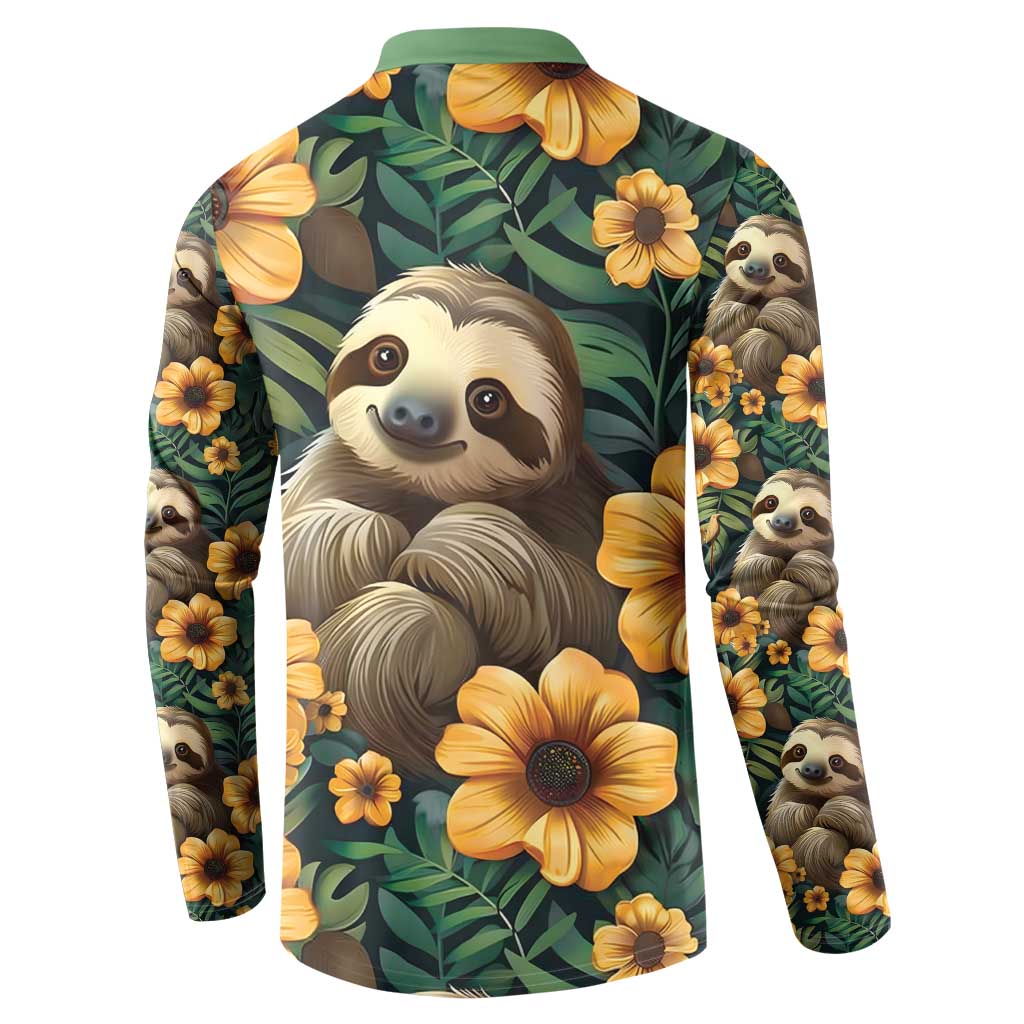 Sloth with Flowers Seamless Style Button Sweatshirt LT9 - Wonder Print Shop