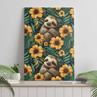 Sloth with Flowers Seamless Style Canvas Wall Art LT9 - Wonder Print Shop