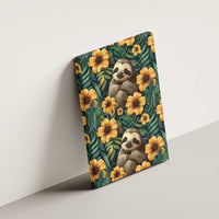Sloth with Flowers Seamless Style Canvas Wall Art LT9 - Wonder Print Shop