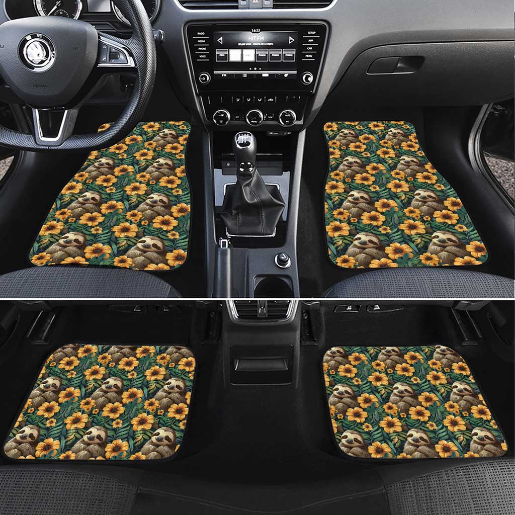 Sloth with Flowers Seamless Style Car Mats LT9 - Wonder Print Shop