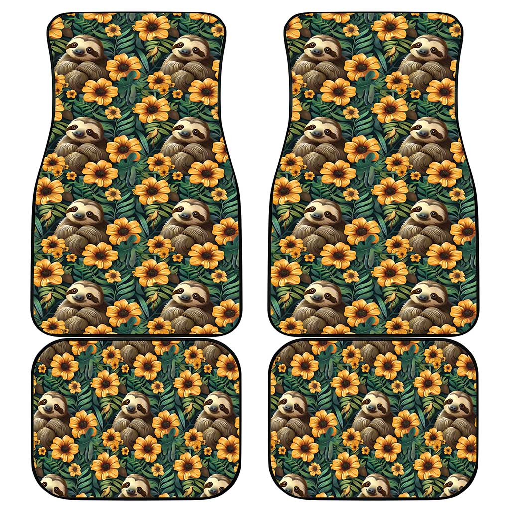Sloth with Flowers Seamless Style Car Mats LT9 - Wonder Print Shop