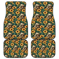 Sloth with Flowers Seamless Style Car Mats LT9 - Wonder Print Shop
