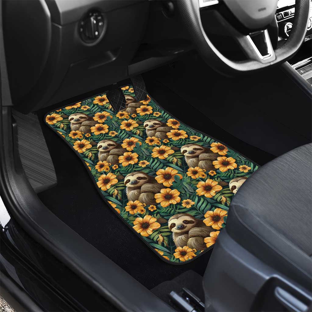 Sloth with Flowers Seamless Style Car Mats LT9 - Wonder Print Shop