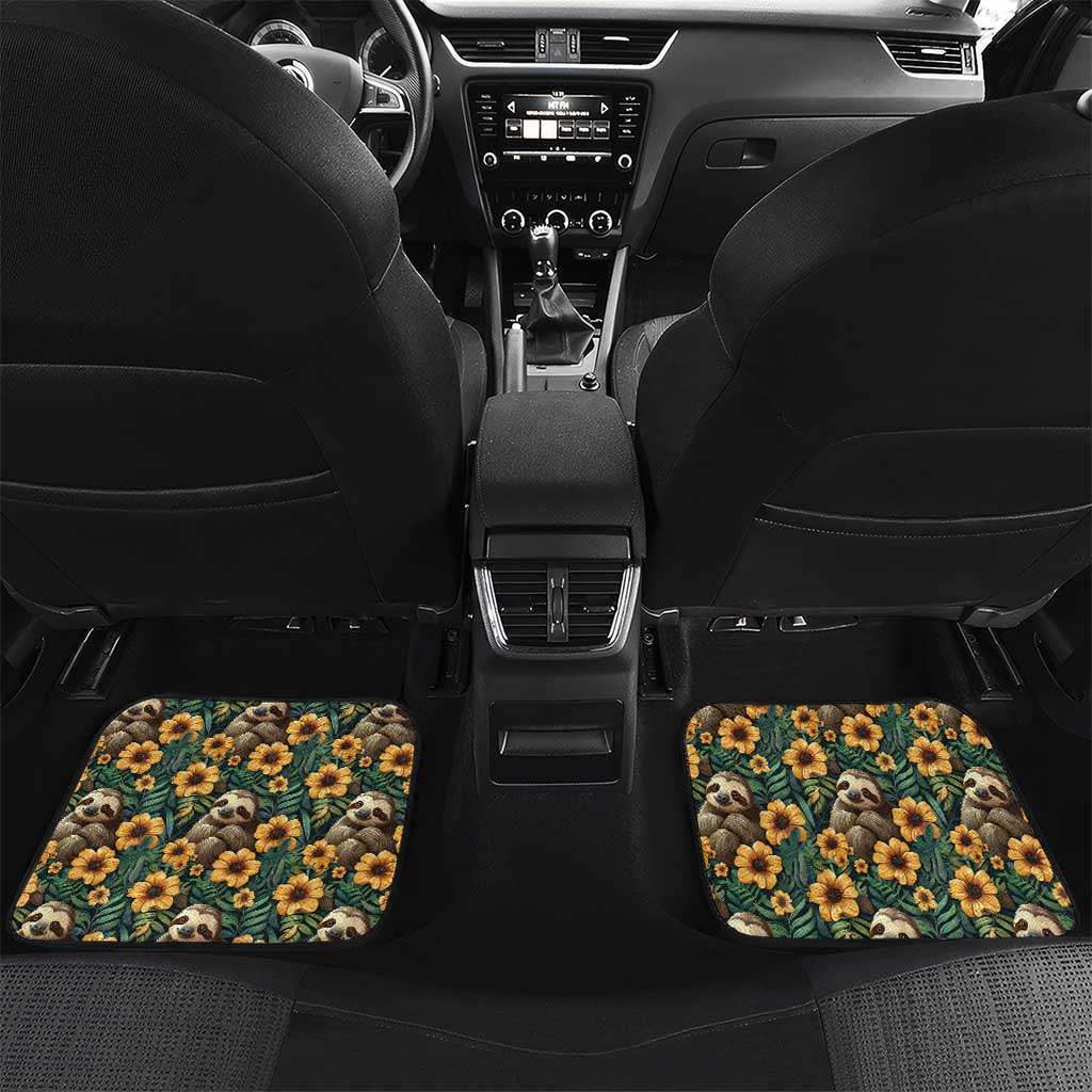 Sloth with Flowers Seamless Style Car Mats LT9 - Wonder Print Shop