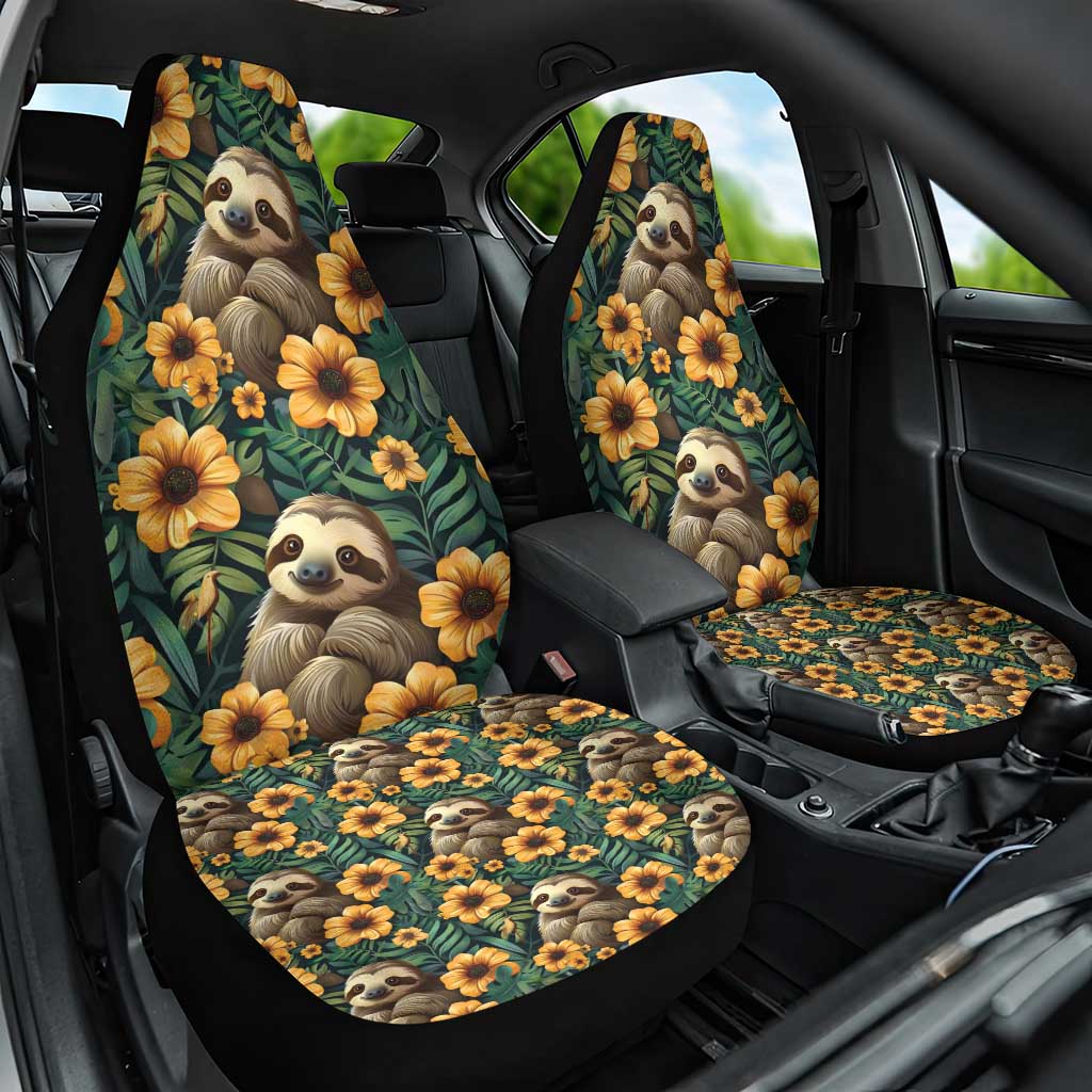 Sloth with Flowers Seamless Style Car Seat Cover LT9 - Wonder Print Shop