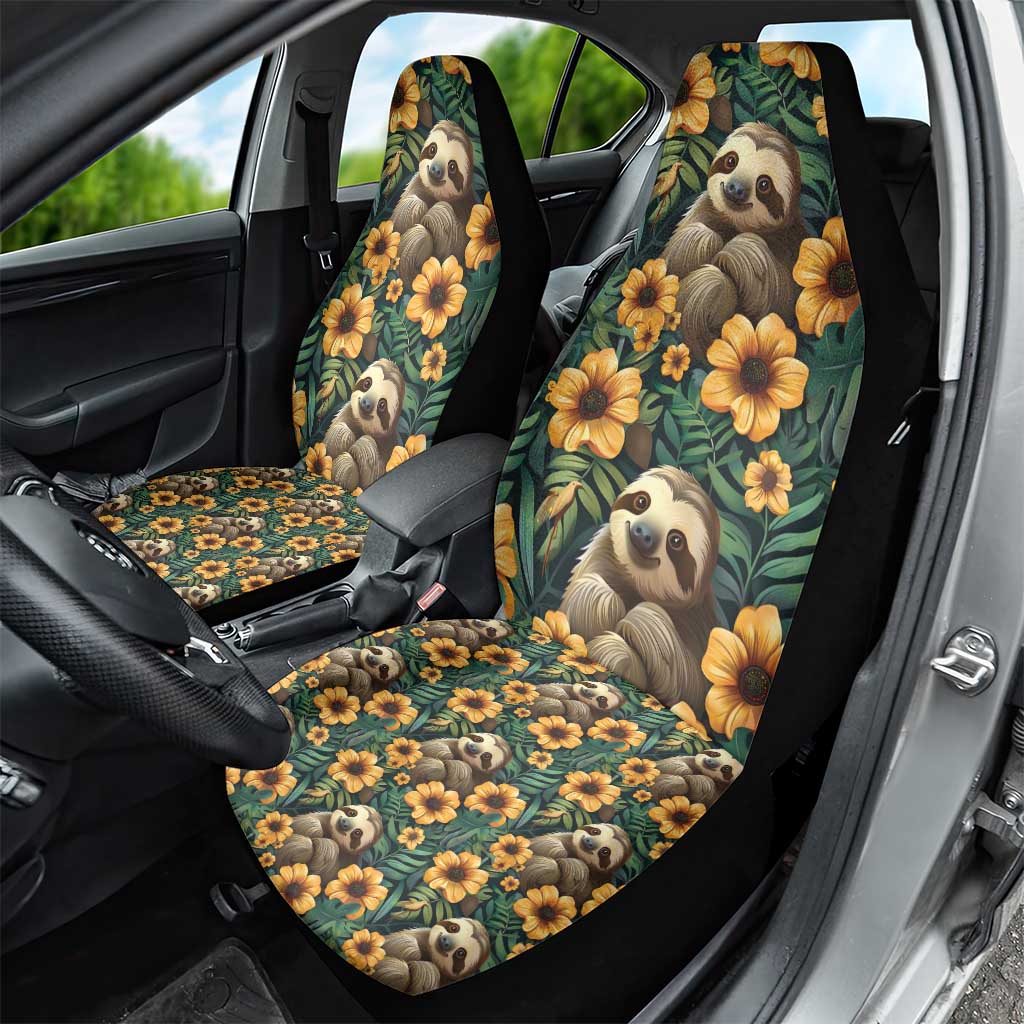 Sloth with Flowers Seamless Style Car Seat Cover LT9 - Wonder Print Shop