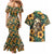 Sloth with Flowers Seamless Style Couples Matching Mermaid Dress and Hawaiian Shirt LT9 - Wonder Print Shop