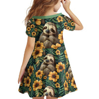 Sloth with Flowers Seamless Style Family Matching Off Shoulder Maxi Dress and Hawaiian Shirt LT9 - Wonder Print Shop