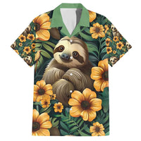 Sloth with Flowers Seamless Style Family Matching Off Shoulder Maxi Dress and Hawaiian Shirt LT9 - Wonder Print Shop