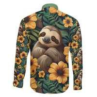 Sloth with Flowers Seamless Style Family Matching Off Shoulder Maxi Dress and Hawaiian Shirt LT9 - Wonder Print Shop