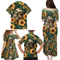 Sloth with Flowers Seamless Style Family Matching Puletasi and Hawaiian Shirt - Wonder Print Shop