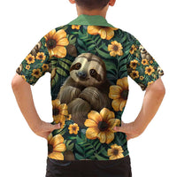 Sloth with Flowers Seamless Style Family Matching Summer Maxi Dress and Hawaiian Shirt - Wonder Print Shop